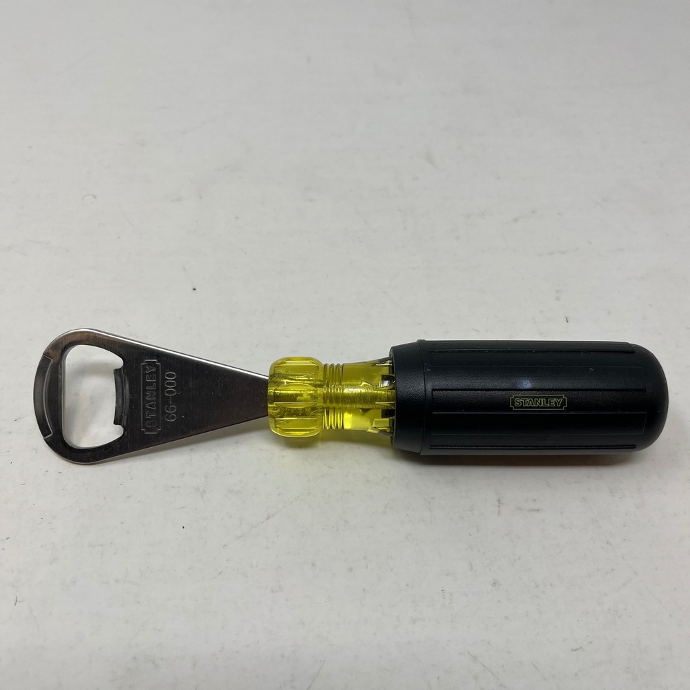 Stanley 66-000 Bottle Opener Screwdriver Handle Yellow Black Tool Grip Stainless